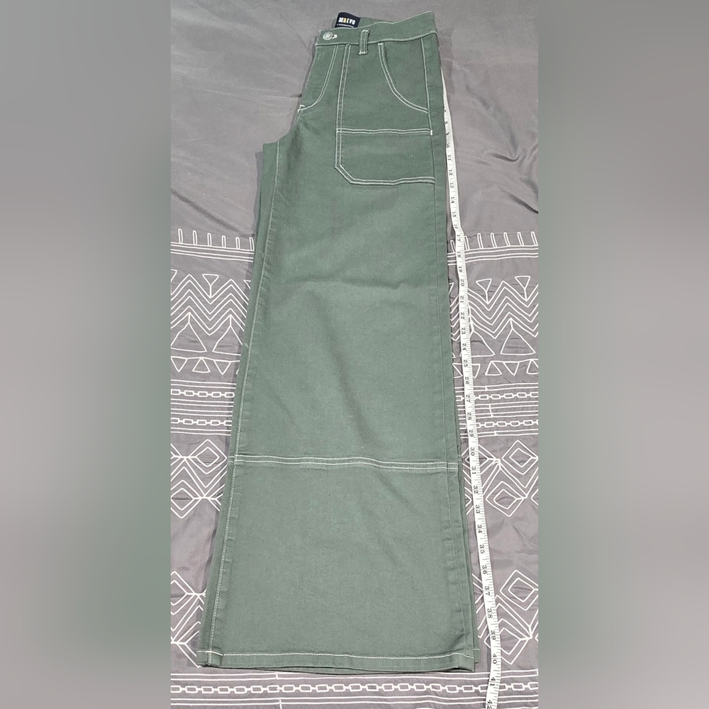 Maeve Stitched Olive Green High Rise Wide Leg Jeans Size 25 - Picture 2 of 10